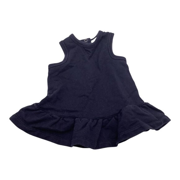Ralph Lauren Baby Girl Size 3M Sleeveless Navy Blue Dress With Ruffle Hem Cotton - Picture 1 of 8